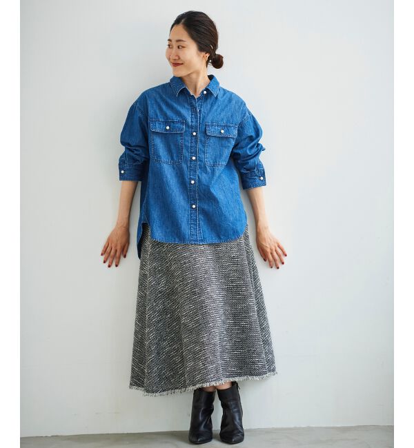 le.coeur blanc「ツイードフリンジフレアスカート」|フレア|