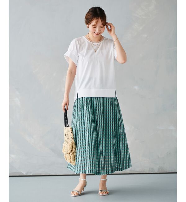 le.coeur blanc「ギンガムチェックギャザースカート」|スカート|