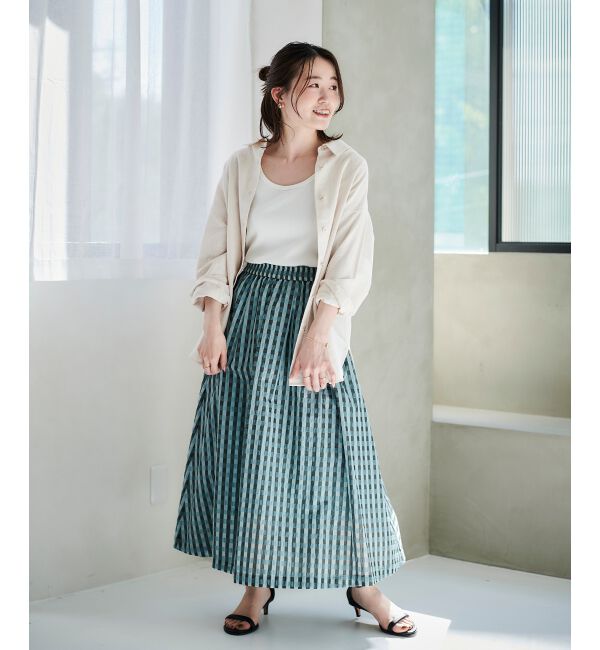 le.coeur blanc「ギンガムチェックギャザースカート」|スカート|