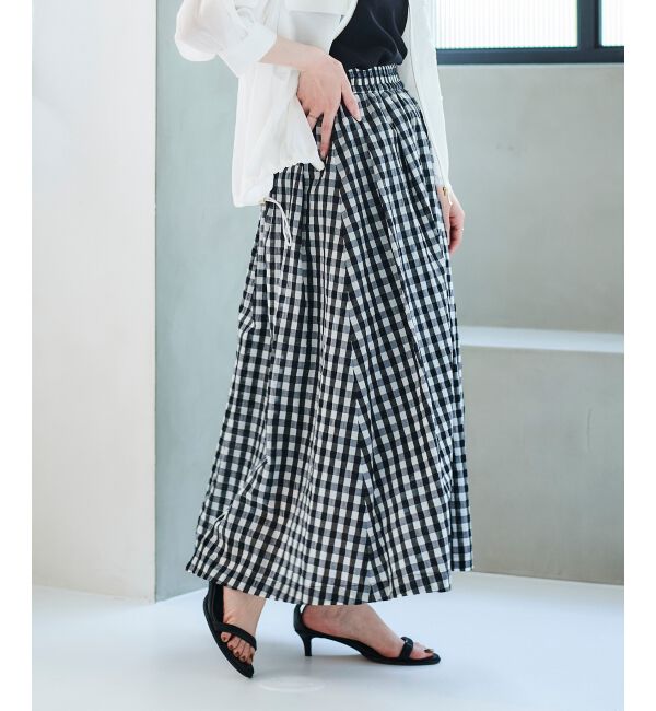 le.coeur blanc「ギンガムチェックギャザースカート」|スカート|