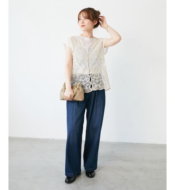 le.coeur blanc「《手洗い可能》TORRAZZO DONNAメッシュレースベスト」|ベスト・ジレ|