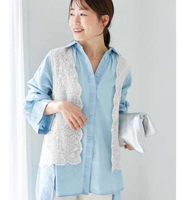 le.coeur blanc「《手洗い可能》TORRAZZO DONNAメッシュレースベスト」|ベスト・ジレ|