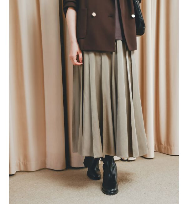  「《手洗い可能》フィブリルサテンパネルプリーツスカート」|スカート|