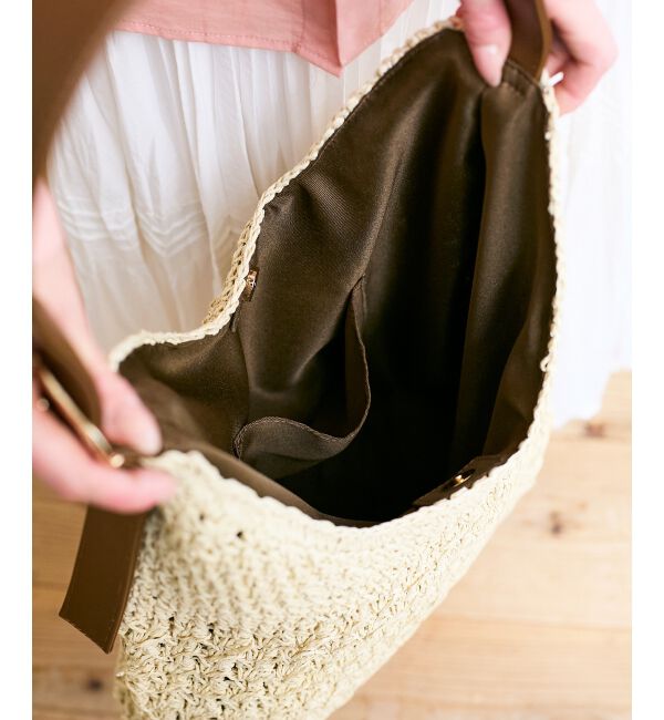  「バックル付き透かし編みペーパーバッグ」|ショルダー・メッセンジャー|