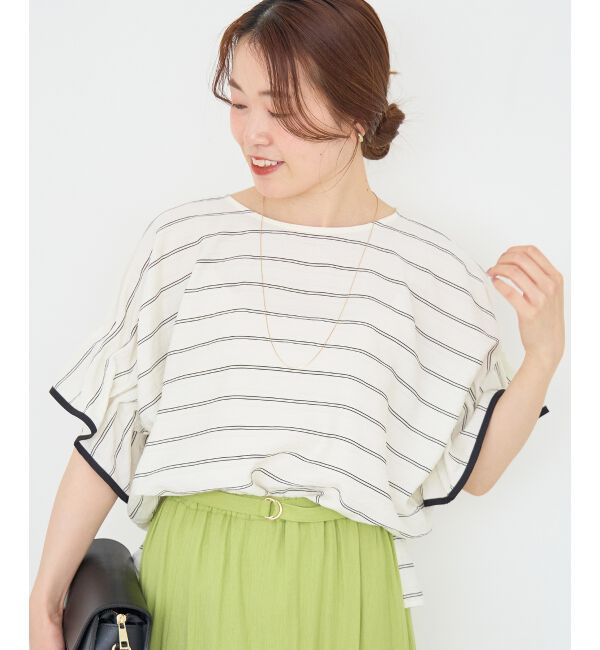  「ドビーボーダーギャザーブラウス」|シャツ・ブラウス|ｱｲﾎﾞﾘｰ柄