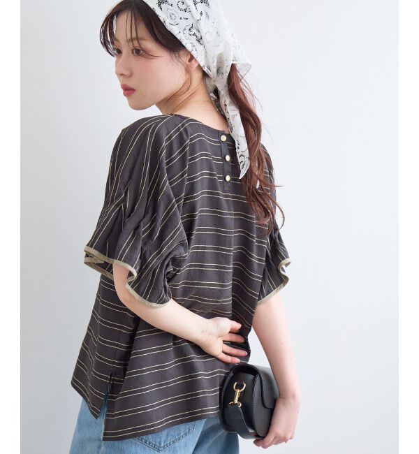  「ドビーボーダーギャザーブラウス」|シャツ・ブラウス|