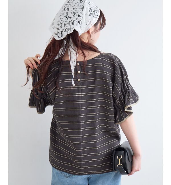  「ドビーボーダーギャザーブラウス」|シャツ・ブラウス|