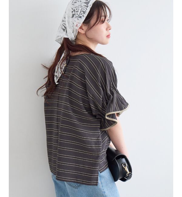  「ドビーボーダーギャザーブラウス」|シャツ・ブラウス|
