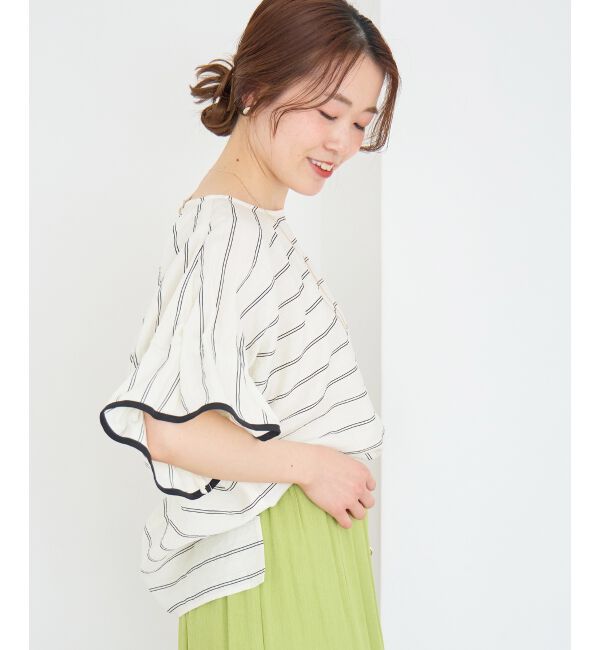  「ドビーボーダーギャザーブラウス」|シャツ・ブラウス|