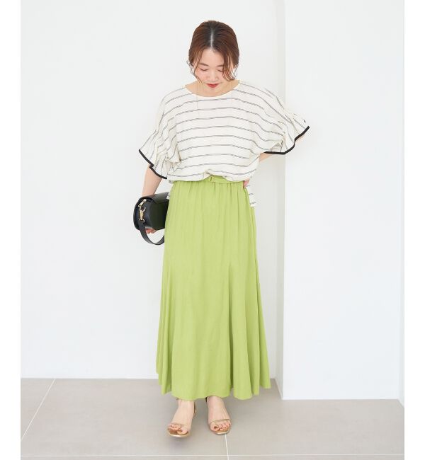  「ドビーボーダーギャザーブラウス」|シャツ・ブラウス|