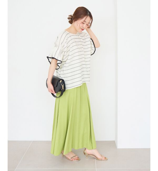  「ドビーボーダーギャザーブラウス」|シャツ・ブラウス|