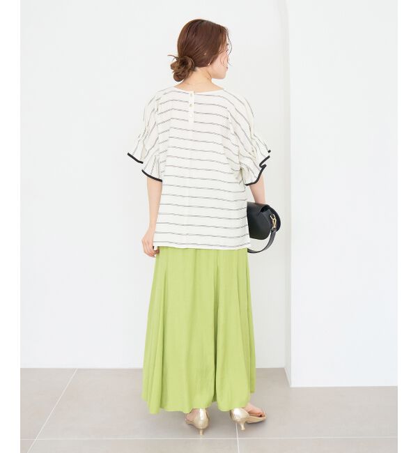  「ドビーボーダーギャザーブラウス」|シャツ・ブラウス|