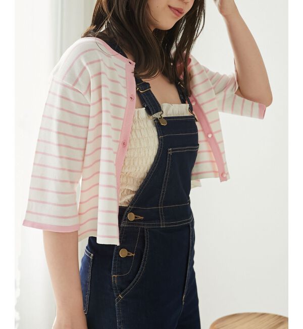 MAJESTICLEGON「クロップドボーダーカーディガン」|カーディガン|