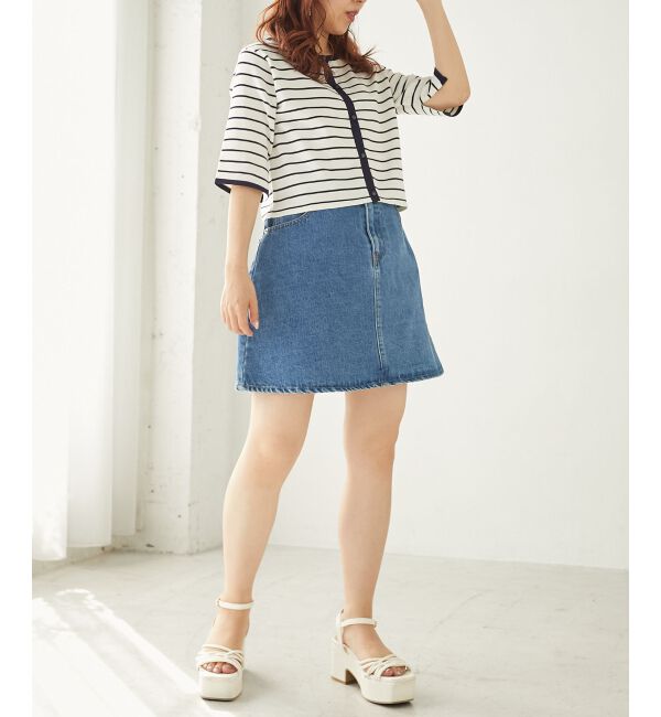 MAJESTICLEGON「クロップドボーダーカーディガン」|カーディガン|