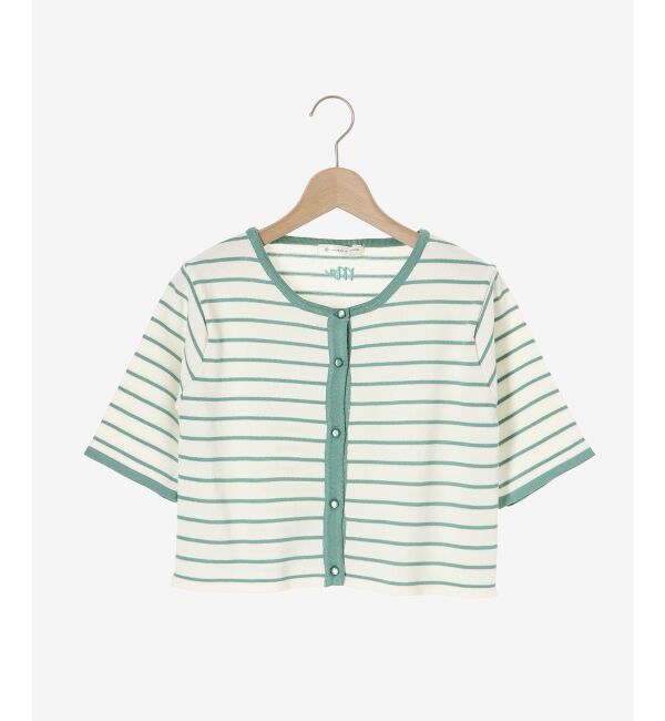 MAJESTICLEGON「クロップドボーダーカーディガン」|カーディガン|