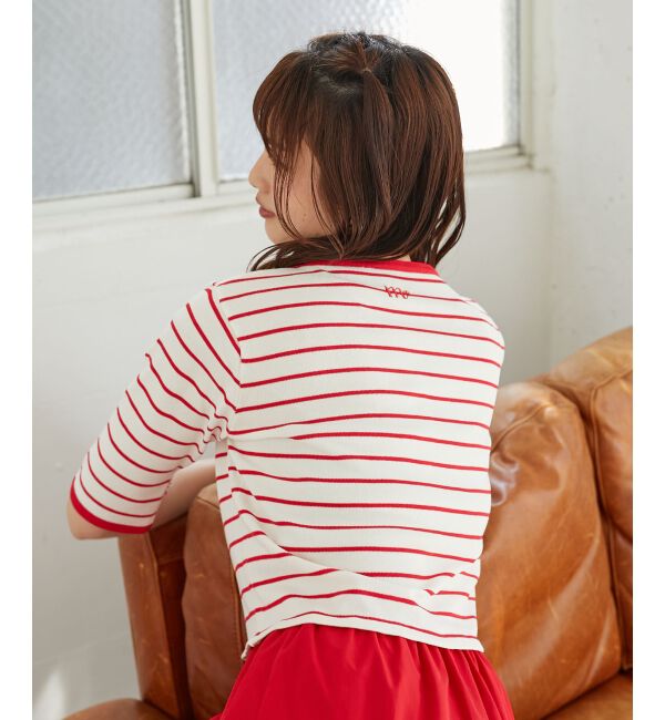 MAJESTICLEGON「クロップドボーダーカーディガン」|カーディガン|