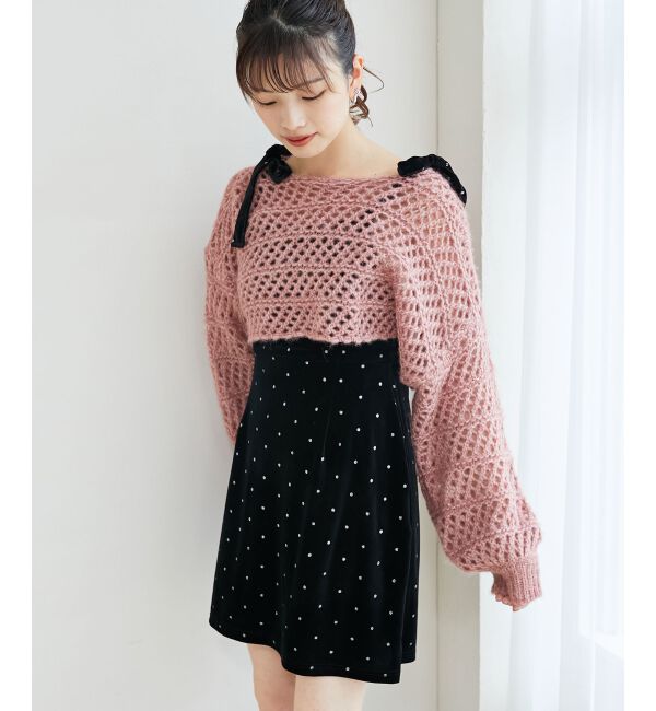 MAJESTICLEGON「キラキラドットベロアワンピース」|ワンピース|