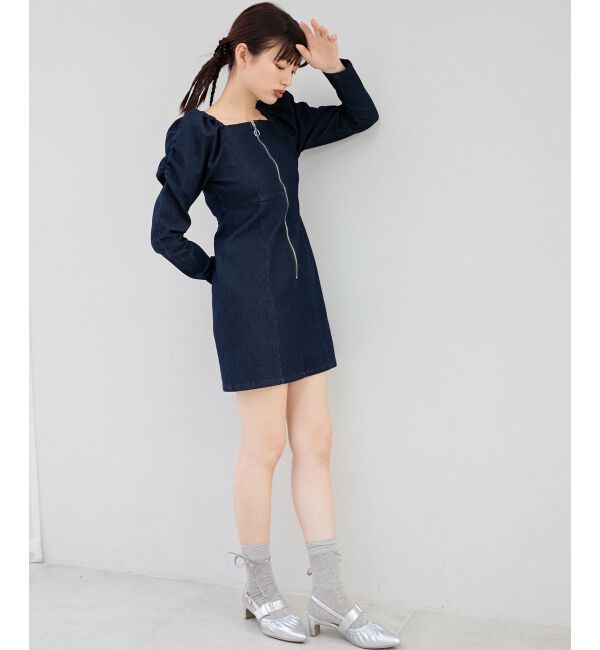 MAJESTICLEGON「フロントジップデニムミニワンピース」|ワンピース|