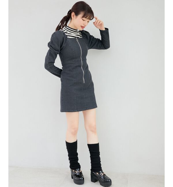 MAJESTICLEGON「フロントジップデニムミニワンピース」|ワンピース|