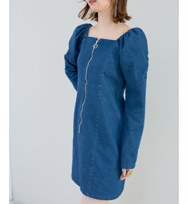 MAJESTICLEGON「フロントジップデニムミニワンピース」|ワンピース|