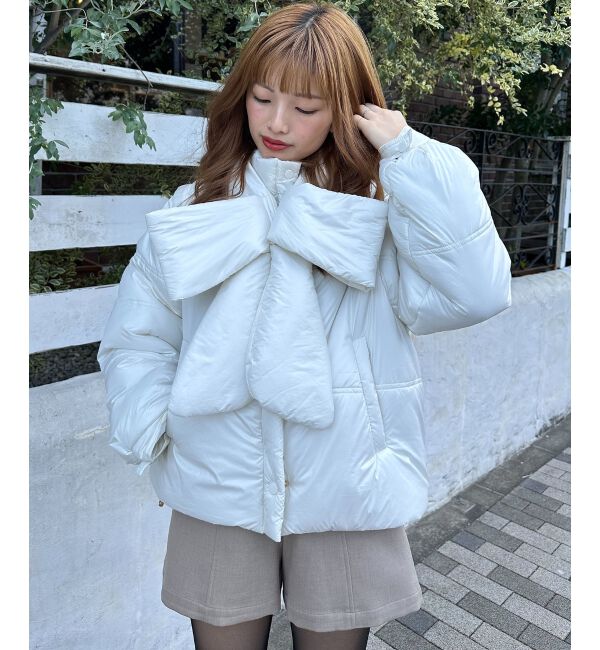 MAJESTICLEGON「リボンマフラーセット中綿ブルゾン」|ブルゾン・スタジャン|