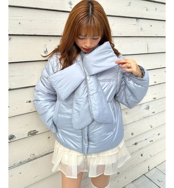 MAJESTICLEGON「リボンマフラーセット中綿ブルゾン」|ブルゾン・スタジャン|