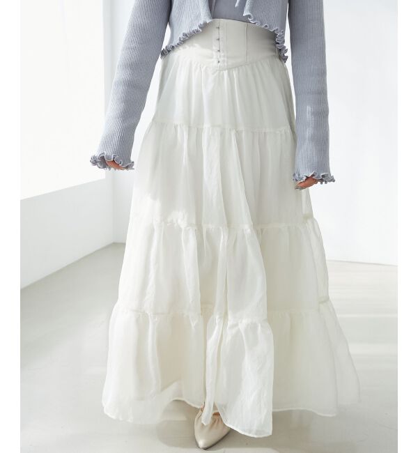 MAJESTICLEGON「コルセットディティールティアードスカート」|スカート|