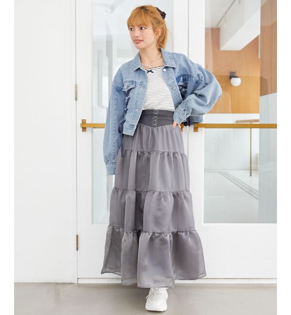 MAJESTICLEGON「コルセットディティールティアードスカート」|スカート|