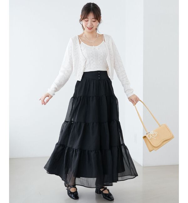 MAJESTICLEGON「コルセットディティールティアードスカート」|スカート|