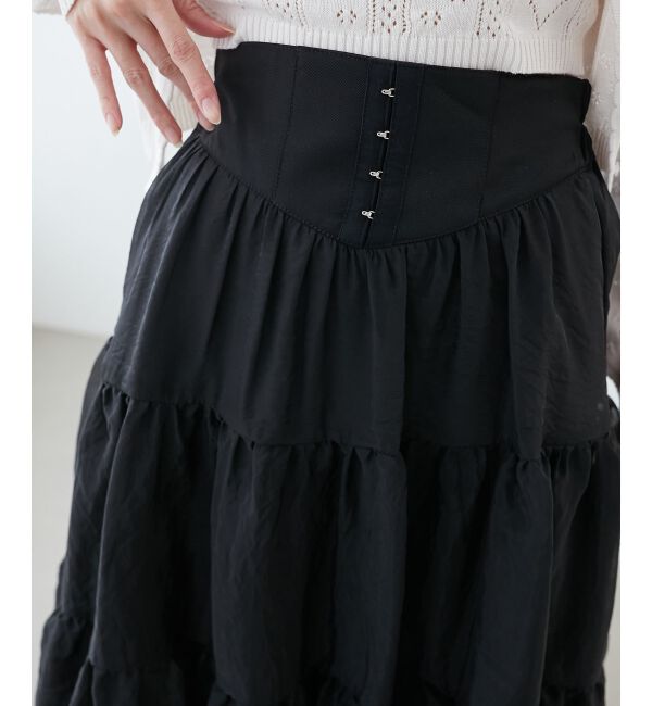 MAJESTICLEGON「コルセットディティールティアードスカート」|スカート|