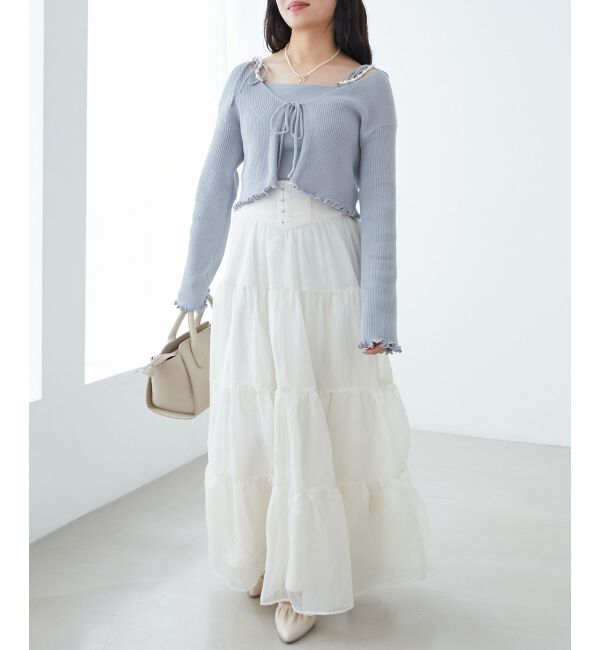MAJESTICLEGON「コルセットディティールティアードスカート」|スカート|