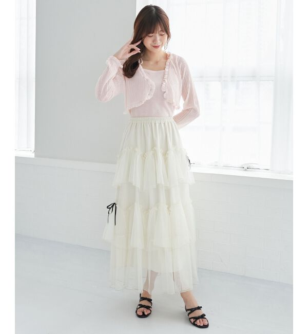  「パールチェーンキャミセットフリルカーデ」|カーディガン|