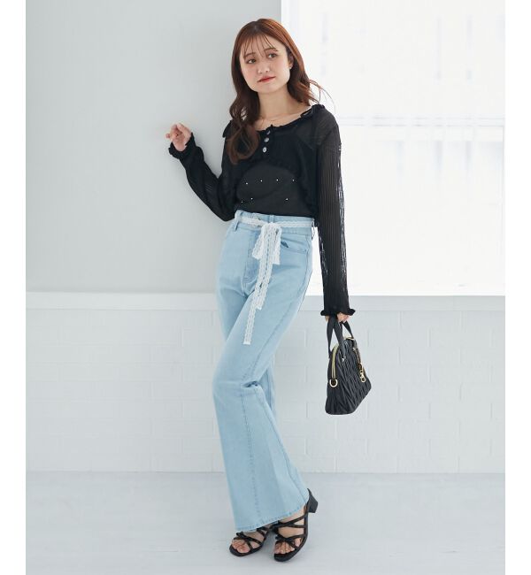  「パールチェーンキャミセットフリルカーデ」|カーディガン|