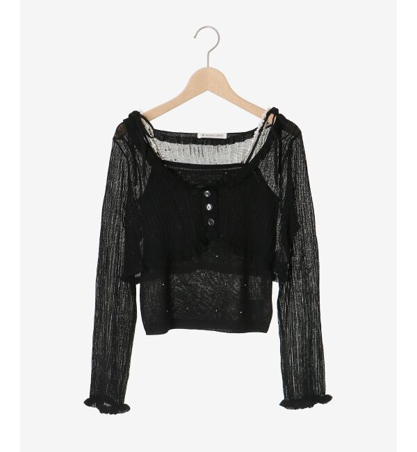 「パールチェーンキャミセットフリルカーデ」|カーディガン|