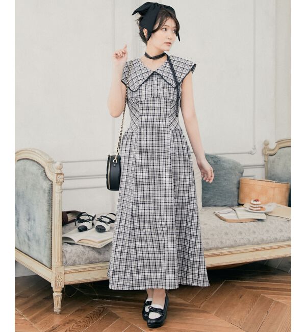  「チョーカーセットビッグカラーワンピース」|ワンピース|