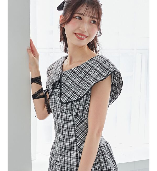  「チョーカーセットビッグカラーワンピース」|ワンピース|