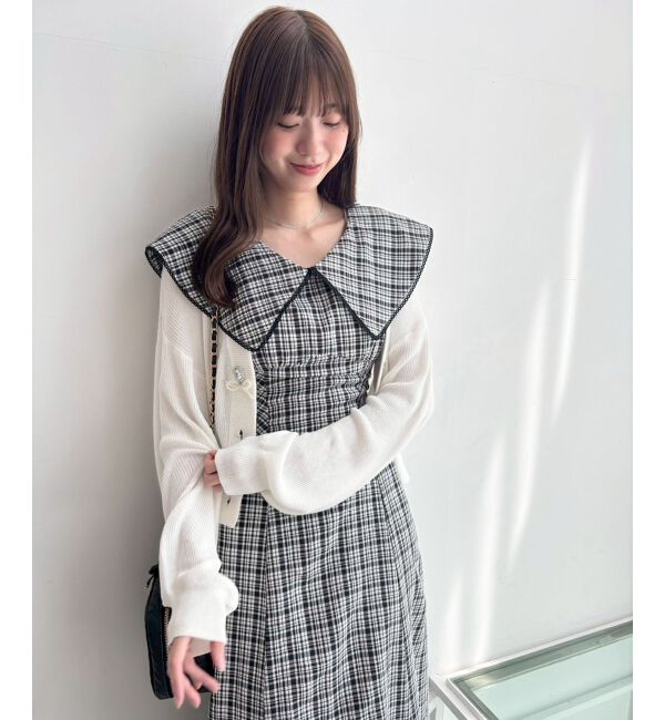  「チョーカーセットビッグカラーワンピース」|ワンピース|