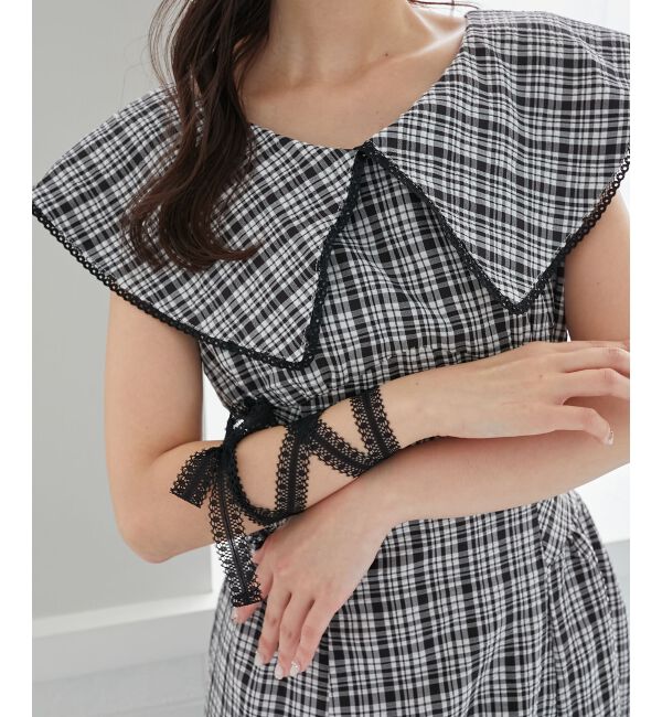  「チョーカーセットビッグカラーワンピース」|ワンピース|