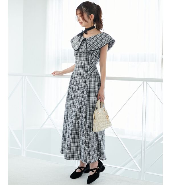  「チョーカーセットビッグカラーワンピース」|ワンピース|