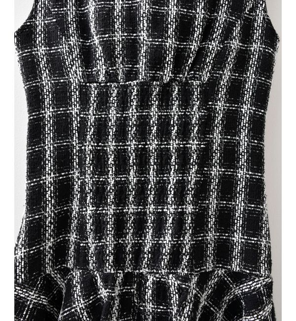  「リボンブローチセットツイードワンピ」|ワンピース|