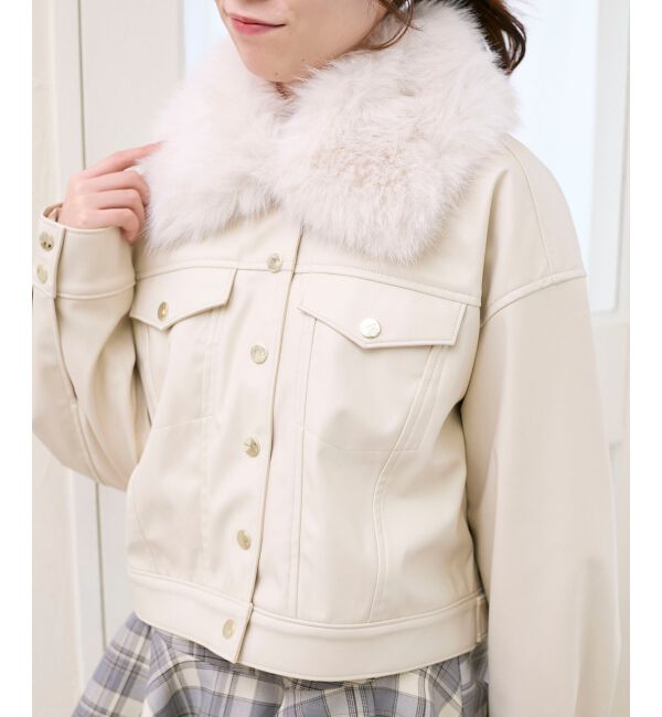  「2wayフェイクファーカラーブルゾン」|ブルゾン・スタジャン|アイボリー