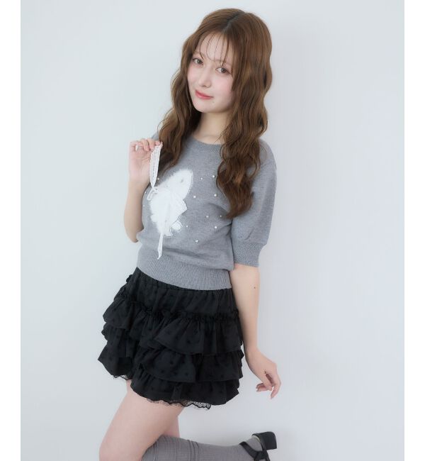  「裾レースバリエミニスカパン」|スカート|ブラック柄