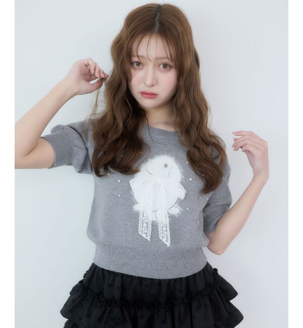  「リボン&times;キラキラうさぎニット」|ニット・セーター|