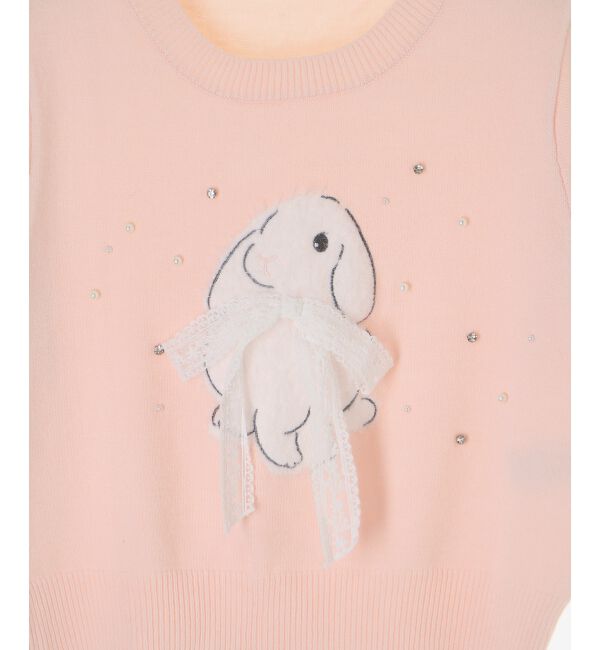  「リボン&times;キラキラうさぎニット」|ニット・セーター|