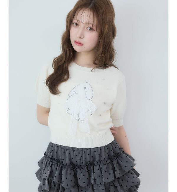  「リボン&times;キラキラうさぎニット」|ニット・セーター|