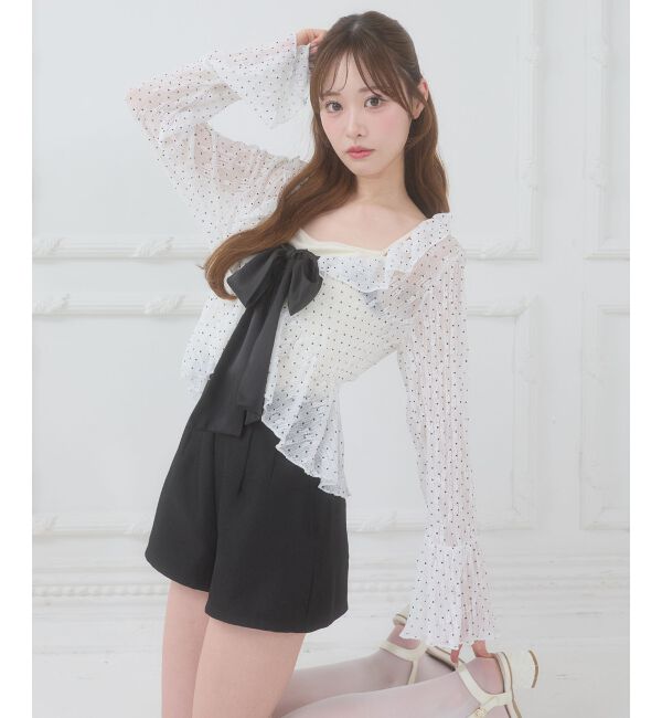  「バリエフリル襟カーディガン」|Tシャツ・カットソー|オフ／柄