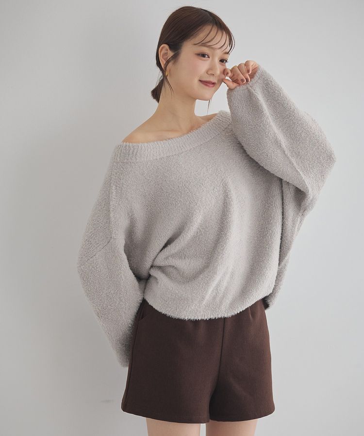 earth music&ecology「オフショルフェザーニットプルオーバー」|ニット・セーター|