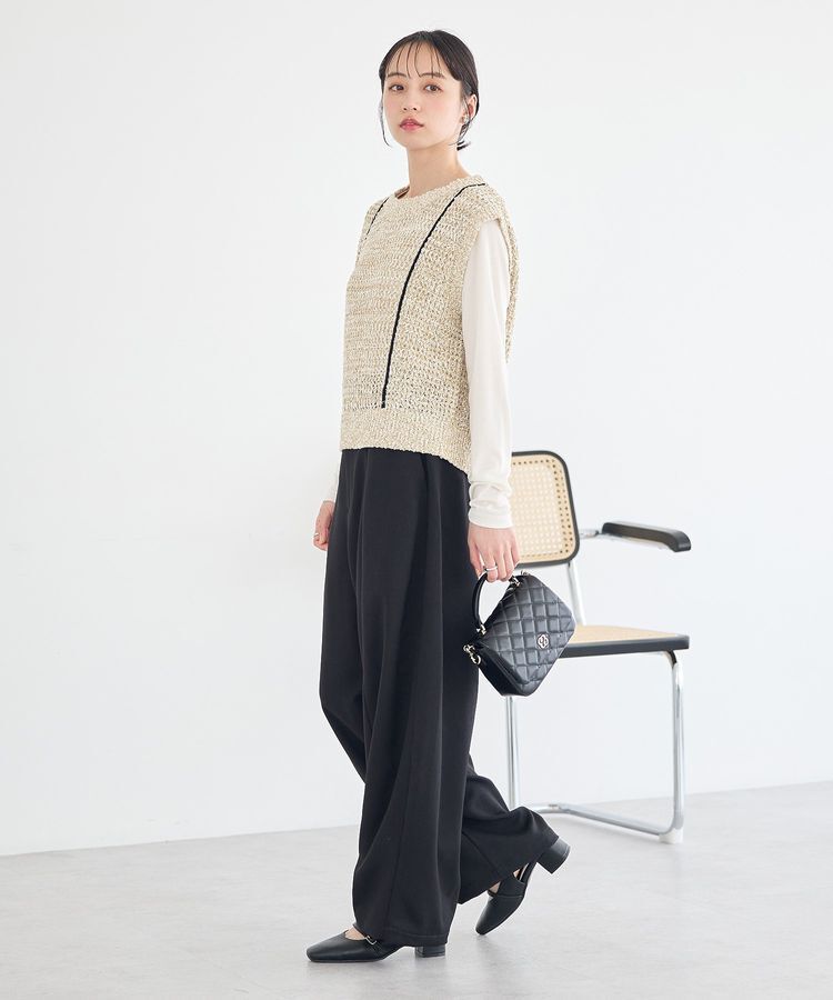 earth music&ecology「配色ラインMIXニットベスト」|ベスト・ジレ|