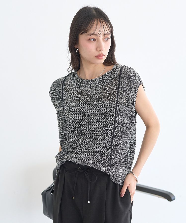 earth music&ecology「配色ラインMIXニットベスト」|ベスト・ジレ|