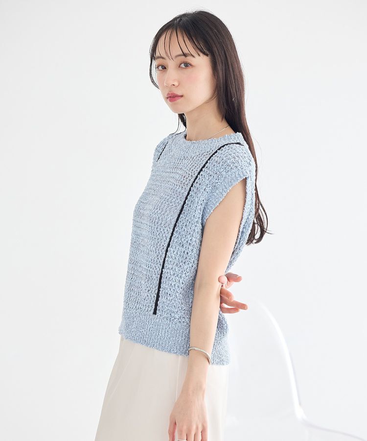 earth music&ecology「配色ラインMIXニットベスト」|ベスト・ジレ|